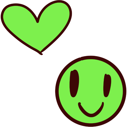 image of a green happy face next to a green heart